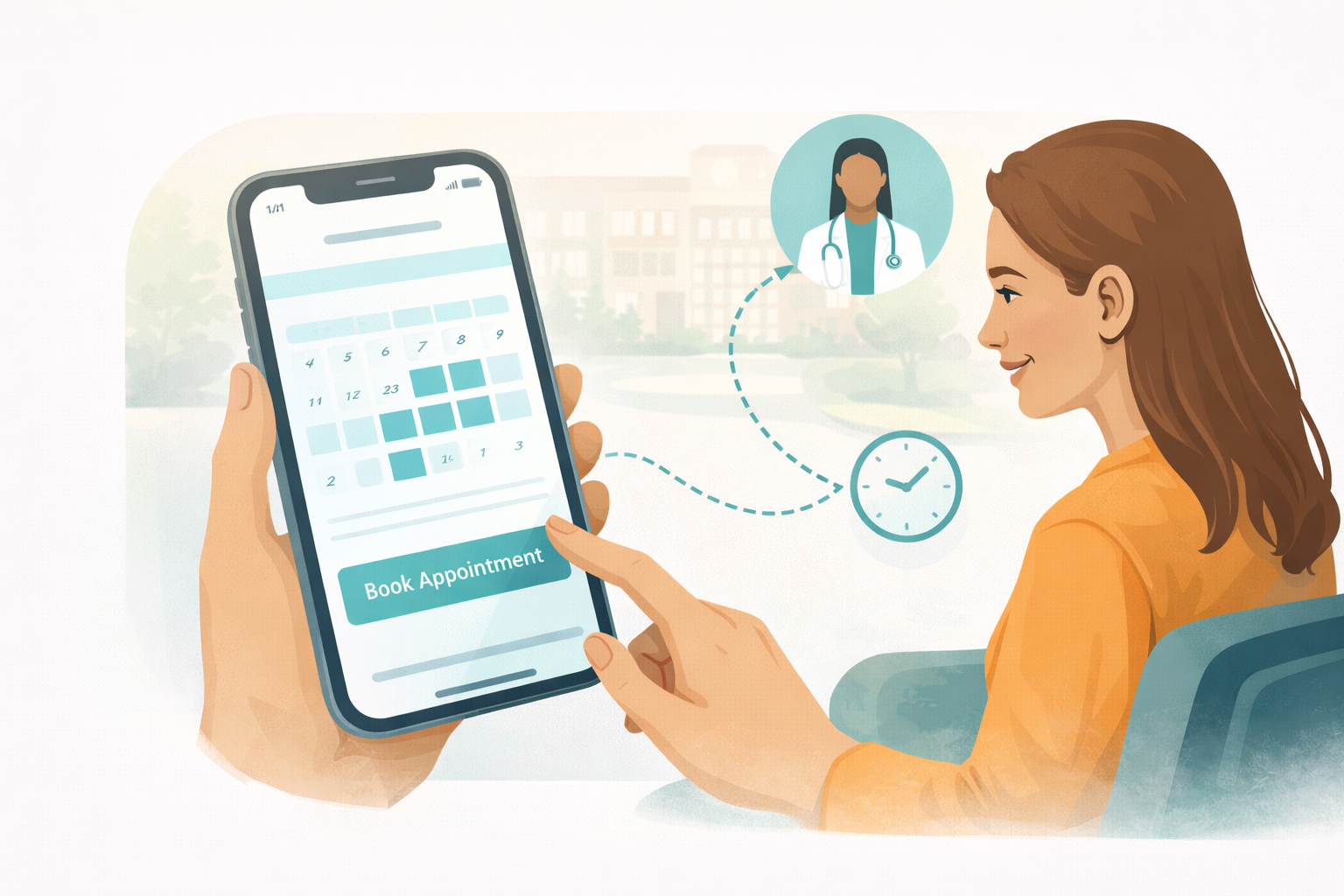 Student booking an appointment in a mobile app.