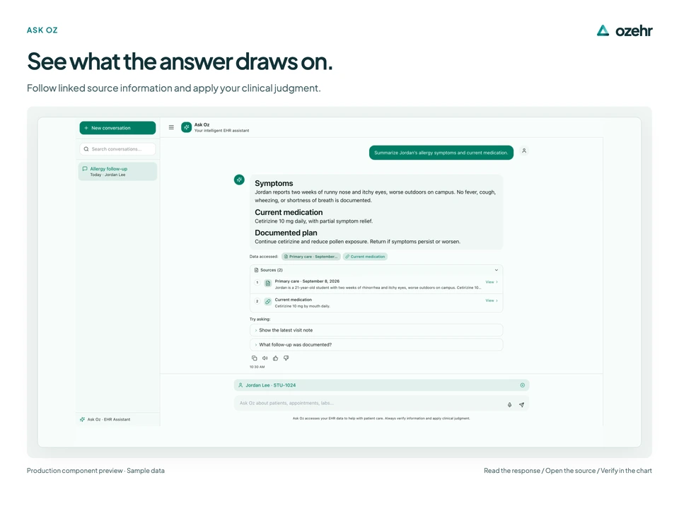 See what the answer draws on. Follow linked source information and apply your clinical judgment. Sample data.