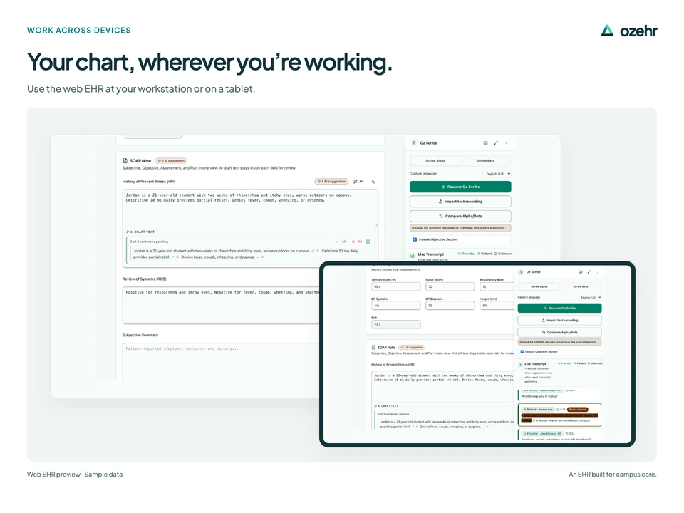 Your chart, wherever you’re working. Use the web EHR at your workstation or on a tablet. Sample data.