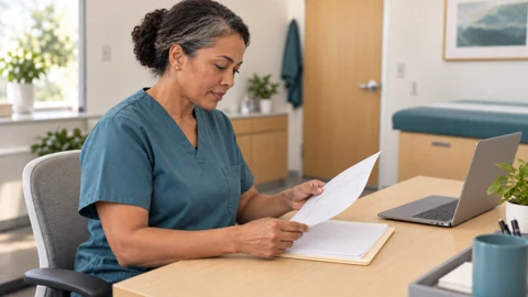 Unclear record review — generated campus-care image