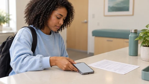 Phone document still life — generated campus-care image