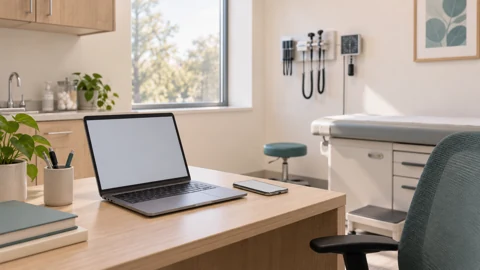 Exam room devices — generated campus-care image