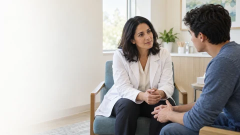 Conversation — generated campus-care image