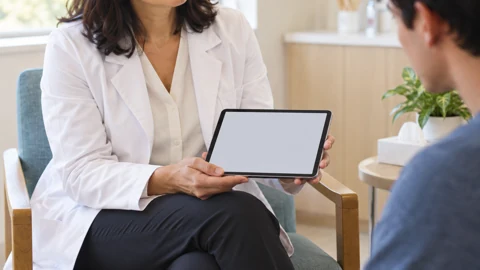 Clinician tablet — generated campus-care image