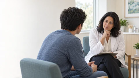 Thoughtful clinician — generated campus-care image