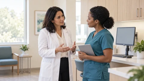 Nursing handoff — generated campus-care image