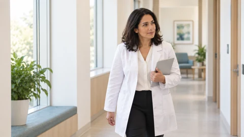 Clinic corridor — generated campus-care image